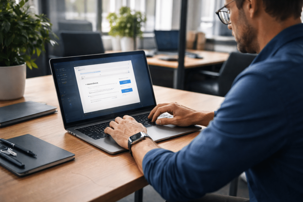 IT administrator enabling passkeys and phishing-resistant MFA as part of IT security trends 2026 for small businesses