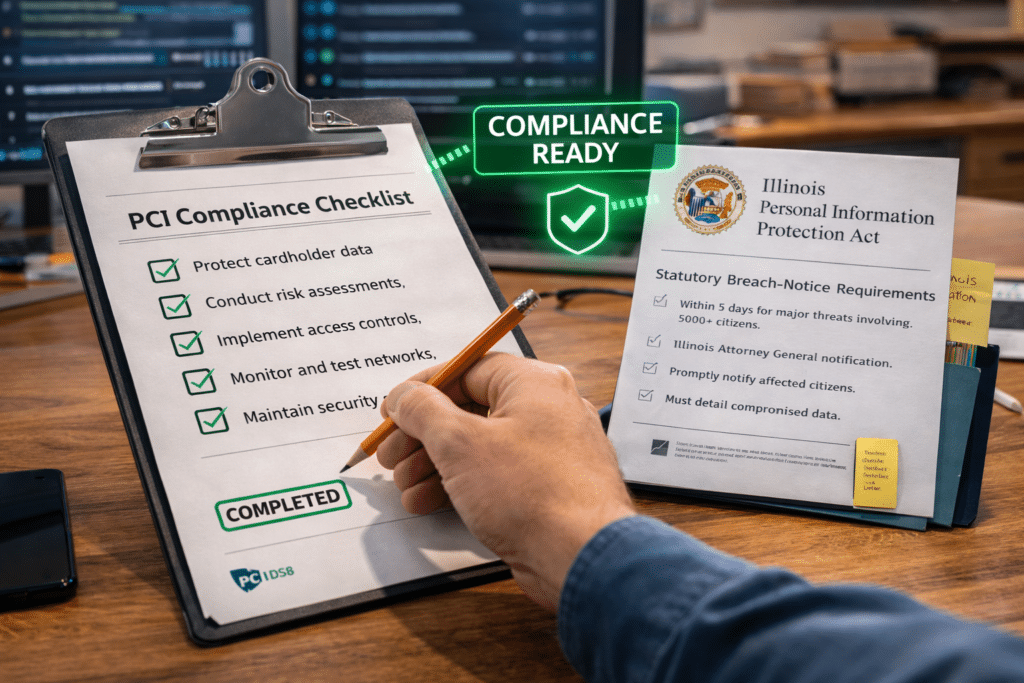completed PCI DSS 4 checklist for small business with compliance verification documents