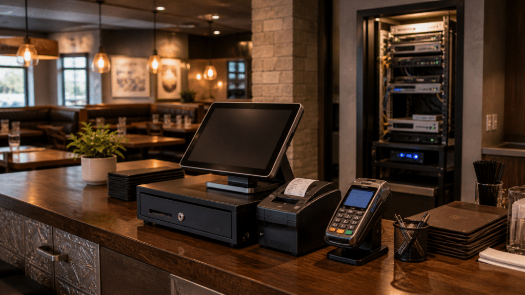 Restaurant checkout environment supporting pos network segmentation for small business